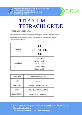 Vloeibare Titaniumtetrachloride 7550-45-0 Trommelverpakking